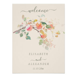 Pôster Casamento de Maçãs de Aquarela de Queda Elegante