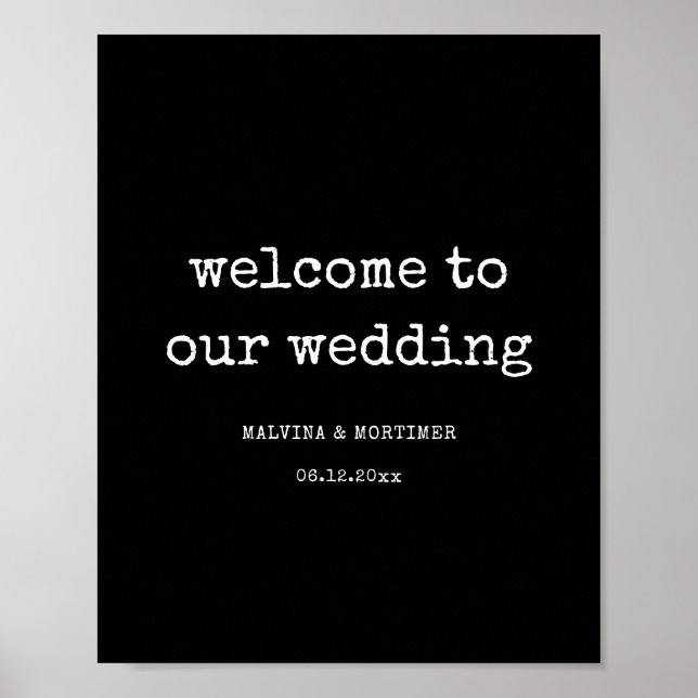 Poster Casamento de máquina de escrever minimalista Vinta (Frente)