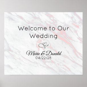 Poster Casamento de Mármore Rosa Moderno e Cinza