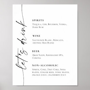 Poster Casamento de Menu de Bar Simples Elegante