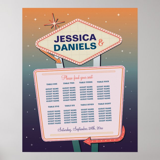 Poster Casamento de mesa 8 Chart Las Vegas Casino (Frente)