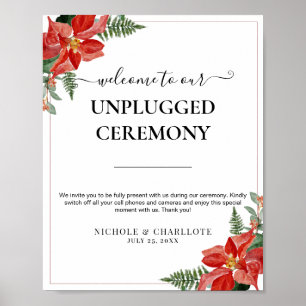 Poster Casamento de Natal Vermelho Poinsettia de Inverno