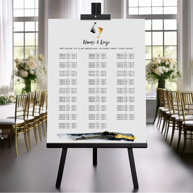 Pôster Casamento de Peixes de Watercolor Koi (Criador carregado)