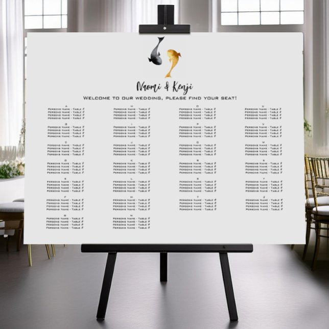 Pôster Casamento de Peixes de Watercolor Koi (Criador carregado)