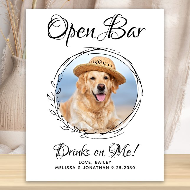 Poster Casamento de Pet Cachorro Bar Aberto Personalizado (Criador carregado)