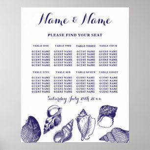 Poster Casamento de praia da mesa que assenta 8 escudos