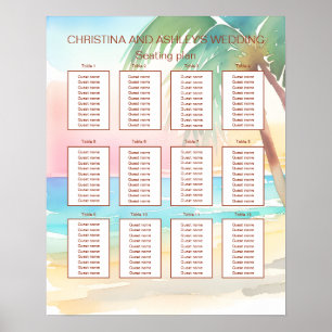 Poster Casamento de Praia Tropical de Watercolor