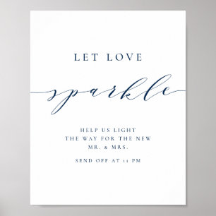 Poster Casamento de Script Minimalista Azul, Deixe o amor