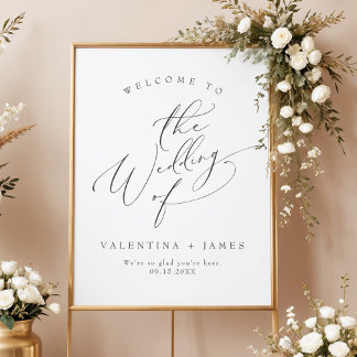 Poster Casamento de Script Minimalista Elegante VALENTINA