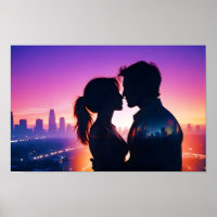 Casamento de Silhueta Romântica e Sunset casal Lov