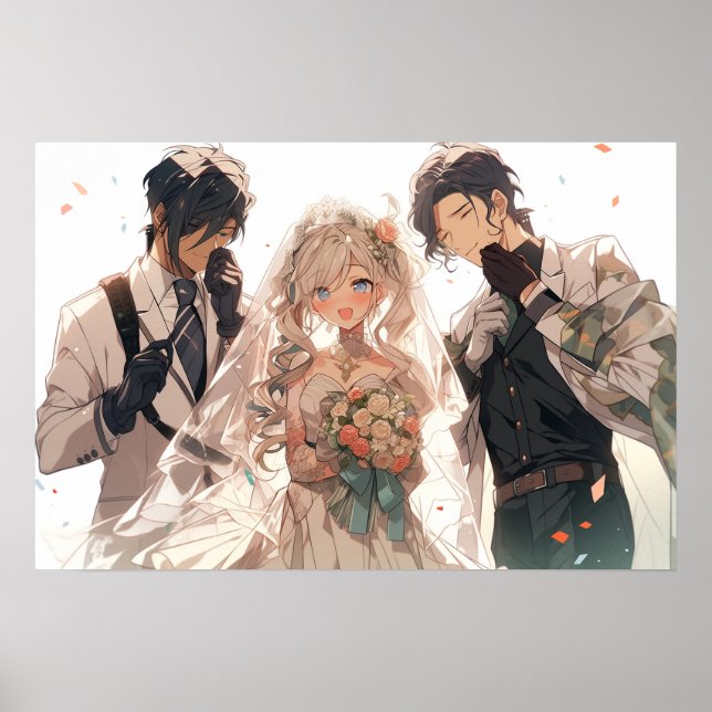 Poster Casamento de tríade poliamorosa com anime MFM (Frente)