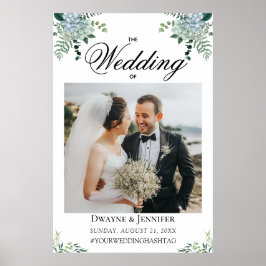 Poster Casamento de Verão com Verde Folhagem de Eucalipto