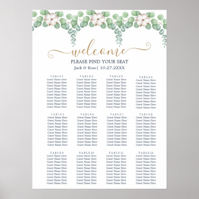 Poster Casamento de Verão de Eucalyptus Greenery Rustic. (Frente)