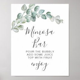 Poster Casamento de Verde de Eucalipto com Aquarela Rústi
