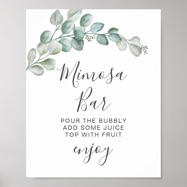 Poster Casamento de Verde de Eucalipto com Aquarela Rústi (Frente)