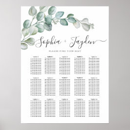 Poster Casamento de Verde Eucalipto Aquarela Rústica