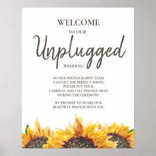 Poster Casamento Desconectado Amarelo Marrom Girassol Bra