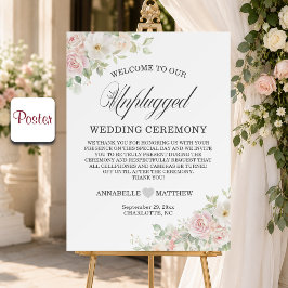Poster Casamento Desconectado de Rosas Elegantes e Macias