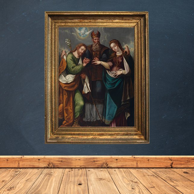 Poster Casamento do Casamento Cristão Virgem Religioso (The Marriage of the Virgin by Pedro Ramirez - Traditional Catholic Christian Baroque Poster)