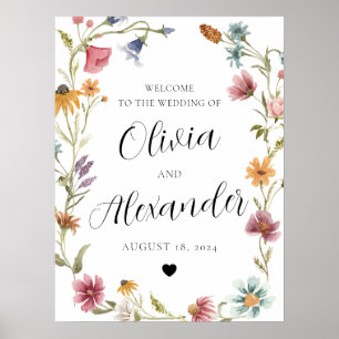 Poster Casamento do Jardim de Flores Selvagens de Boho Wa