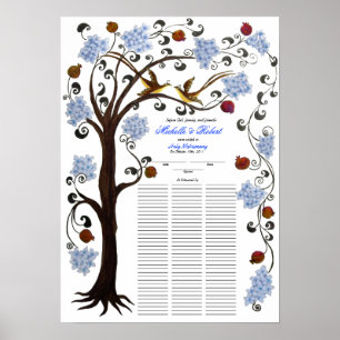 Poster casamento do quacre de 100 convidados - árvore de