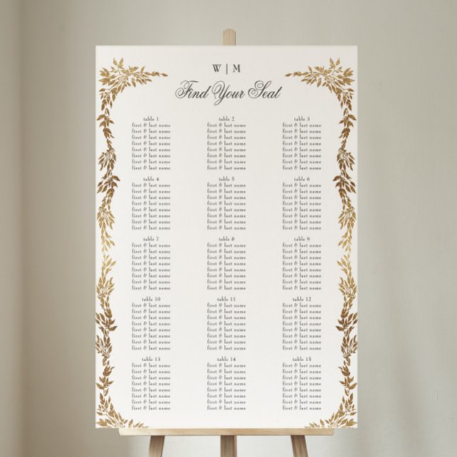 Poster Casamento Dourado Clássico Monograma de Crest Botâ (Criador carregado)