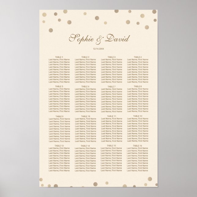 Pôster Casamento Dourado com Champanhe de Amor de Confett (Frente)