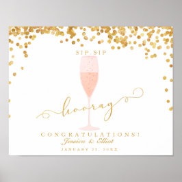 Poster Casamento Dourado com Champanhe Elegante Confetti