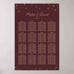 Pôster Casamento Dourado com Confetti Love Burgundy