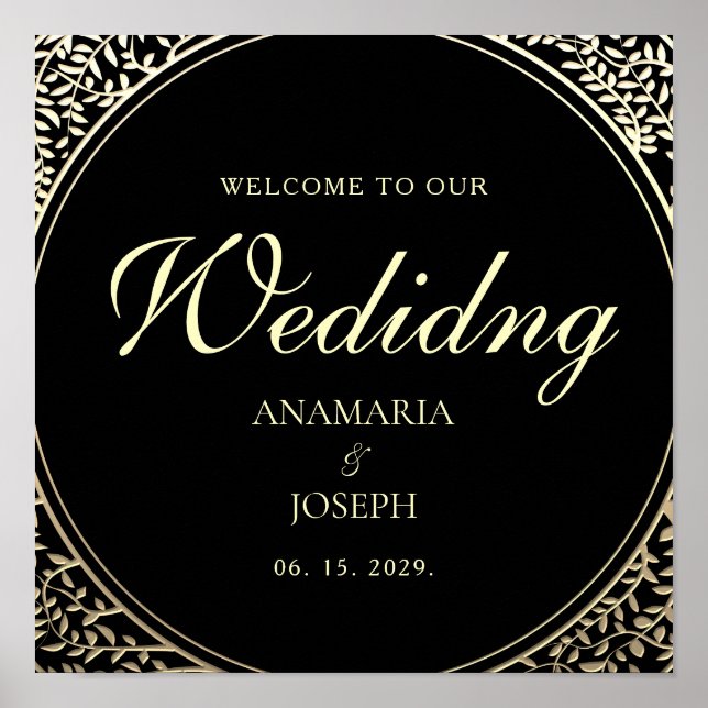 Poster Casamento Dourado e Preto (Frente)