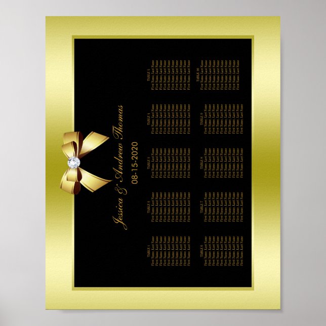 Poster Casamento Dourado Glamouroso e Arco Preto (Frente)