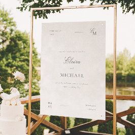Poster Casamento Editorial Minimalista Marfim Bem-vindo