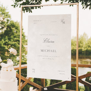 Poster Casamento Editorial Minimalista Marfim Bem-vindo