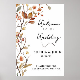 Poster Casamento Elegante Botânico Neutro Russo