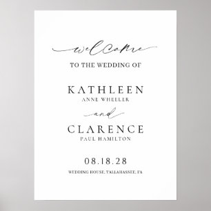 Poster Casamento Elegante Branco e Negro Clássico