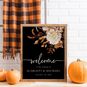 Poster Casamento Elegante com Folhas de Outono