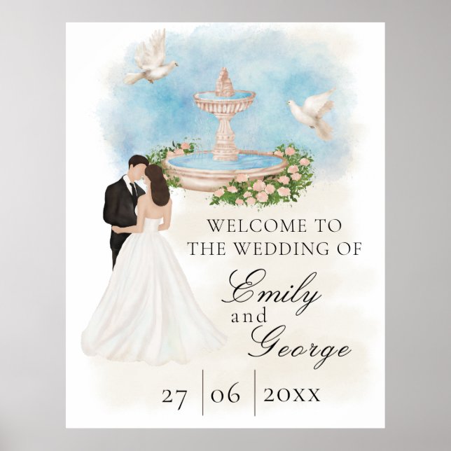 Poster Casamento Elegante com Noiva e Coroa (Frente)