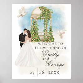 Poster Casamento elegante com noiva e noiva Gazebo