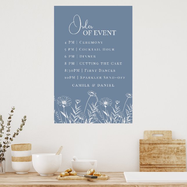Poster Casamento Elegante de Flor Silvestre Periwinkle (Cozinha)
