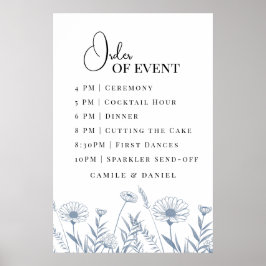 Poster Casamento Elegante de Flor Silvestre Periwinkle