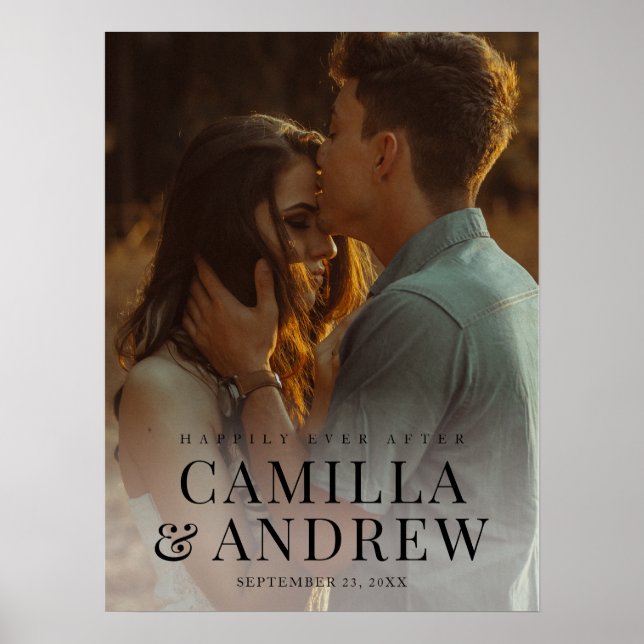 Poster Casamento Elegante de Foto Moderna (Frente)