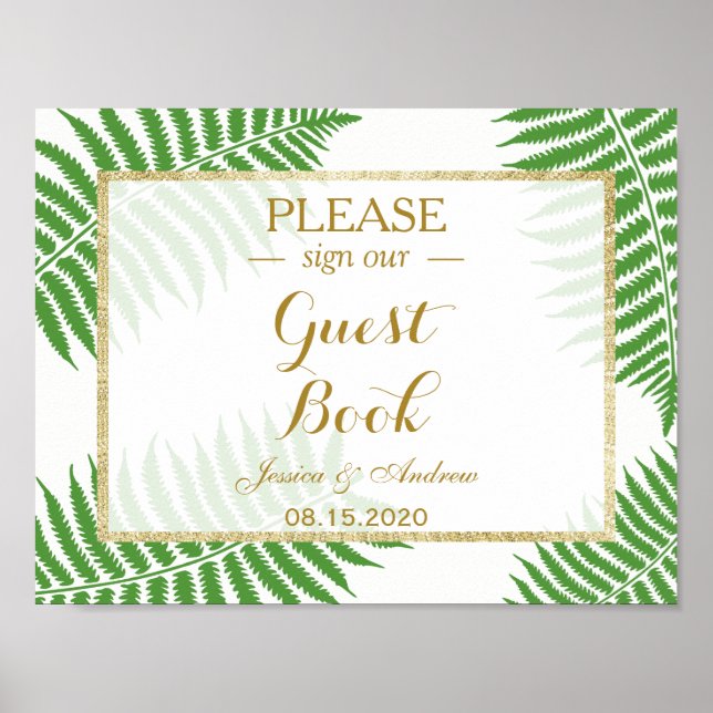 Poster Casamento Elegante e com Estilo de Samambaia (Frente)