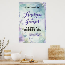 Poster Casamento Elegante em Tons Pastéis de Lavanda e Ve
