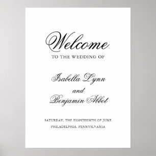 Poster Casamento Elegante Formal Tradicional de Preto e B