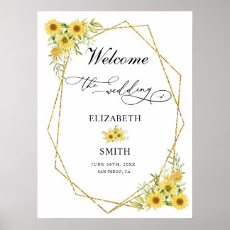 Poster Casamento Elegante Russo e Russo de Girassol Doura