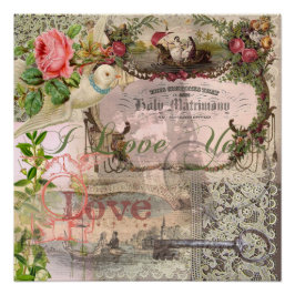 Pôster Casamento Elegante Vintage Antigo Casamento Antigo