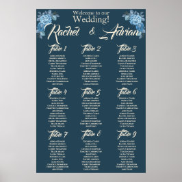 Poster Casamento em cores azul e azul claro.