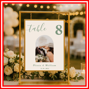 Poster Casamento em Verde Salgueiro Número da Mesa com