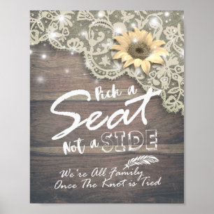 Poster Casamento Escolha um Assento Não um Lado Renda Gir