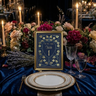 Poster Casamento Étereo em Azul Naval e Dourado no Estilo